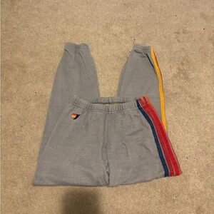Aviator Nation Gray Joggers with Multicolor Stripes